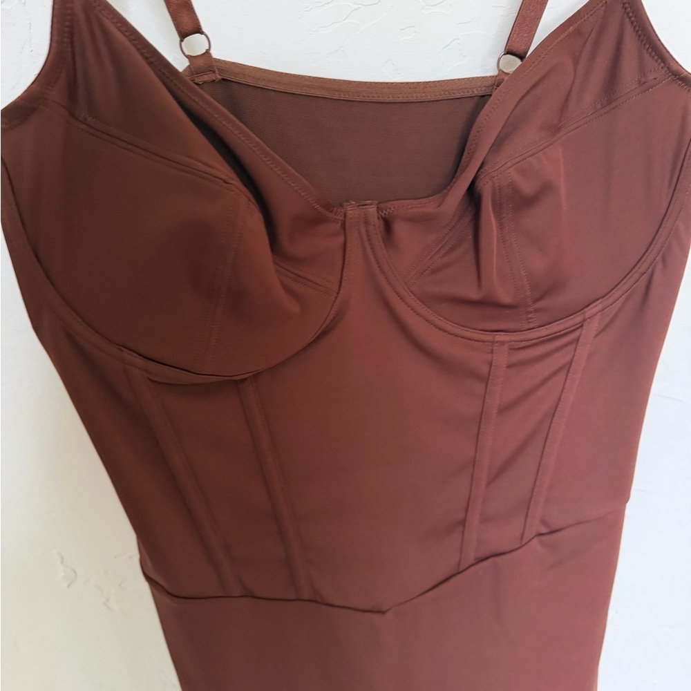 Popilush Brown Corset-Style Dress